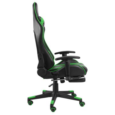 vidaXL Snurrbar gamingstol med fotstöd grön PVC