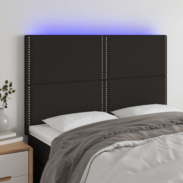 vidaXL S&auml;nggavel LED svart 144x5x118/128 cm tyg
