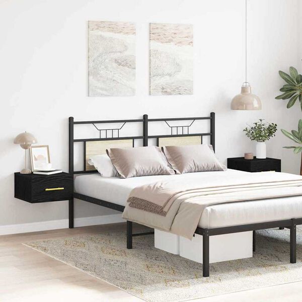 vidaXL Nattduksbord 2 pcs Svart Ek 35 x 35 x 20 cm Konstruerat trä