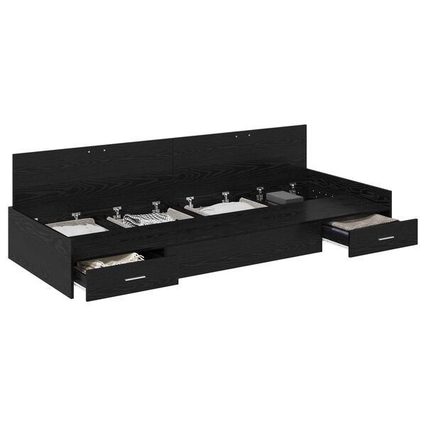 vidaXL S&auml;ngram med huvudgavel Svart Ek 80 x 200 cm Konstruerat tr&auml;