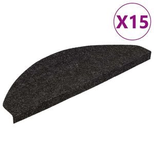 vidaXL Trappstegsmattor sj&auml;lvh&auml;ftande 15 st 56x17x3 cm svart