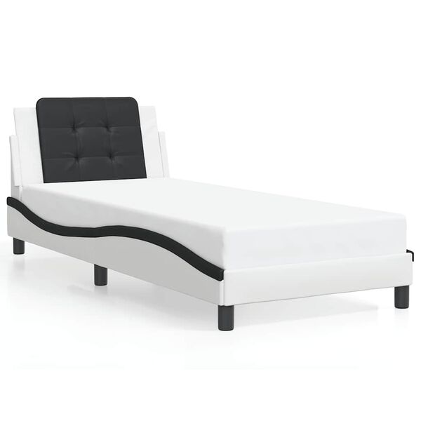 vidaXL Bed Frame without Mattress "Zadar" White and Black 80x200 cm Faux Leather