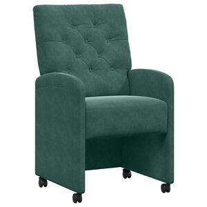 vidaXL Matstolar med hjul 2 pcs M&ouml;rkgr&ouml;n 58 x 67 x 97 cm Sammet