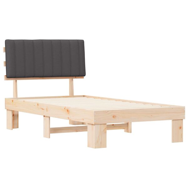 vidaXL S&auml;ngram med Kl&auml;dd Huvudgavel M&ouml;rkgr&aring; 100 x 200 cm Massiv furu