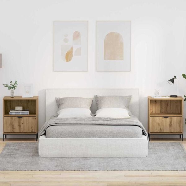 vidaXL Nattduksbord 2 pcs artisan ek 49 x 36 x 61 cm Konstruerat tr&auml;