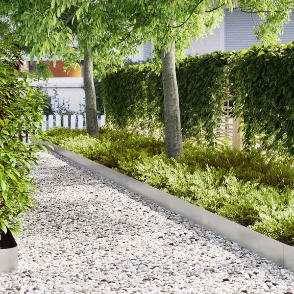 vidaXL Kant f&ouml;r gr&auml;smatta 10 pcs Silver 100 x 0,05 x 20 cm