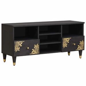 vidaXL TV-sk&aring;p med l&aring;da Svart 100 x 33 x 46 cm Massivt mangotr&auml;
