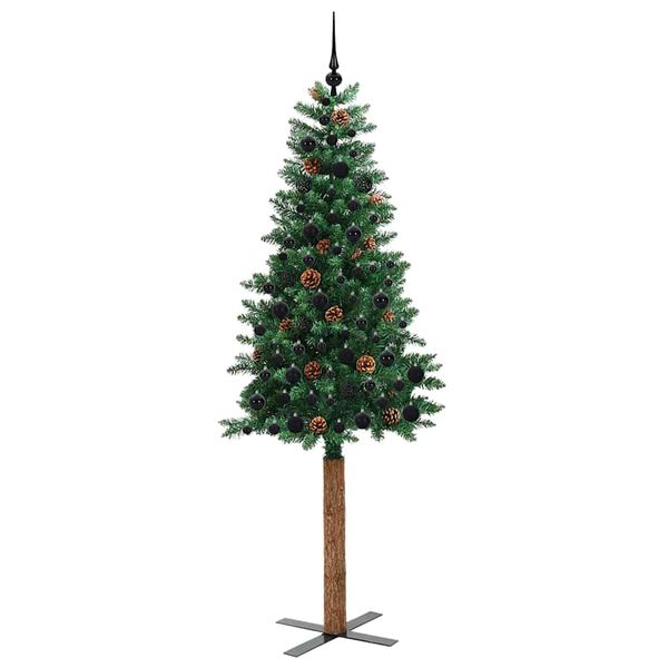 vidaXL Smal julgran med 300 LED-lampor Gr&ouml;n 210 cm PVC och solid furu