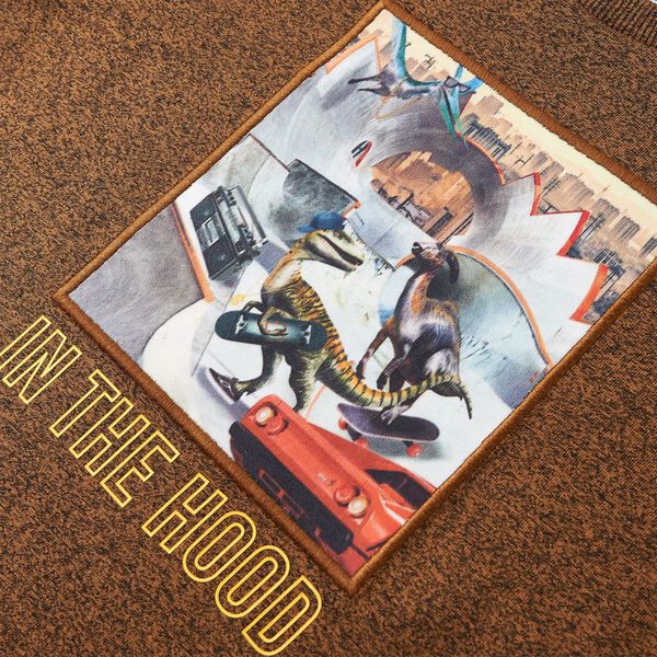 T-shirt med långa ärmar för barn konjaksbrun 92