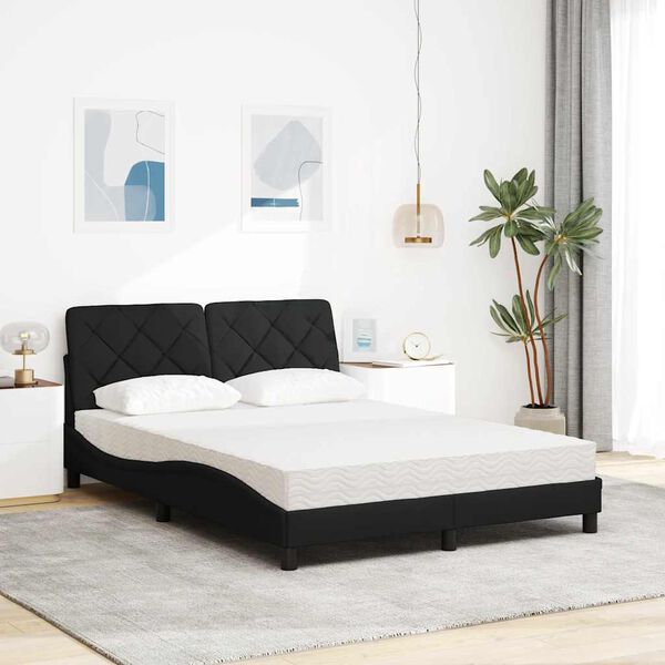 vidaXL Bed with Mattress Black 140x190 cm Fabric
