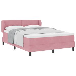 vidaXL B&auml;ddfj&auml;der med huvudgavel Rosa 140 x 190 cm Sammet