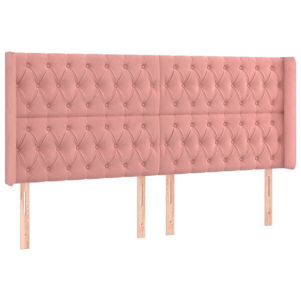 vidaXL S&auml;nggavel med kanter rosa 183x16x118/128 cm sammet