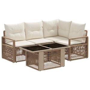 vidaXL Tr&auml;dg&aring;rdsoffset 5 st Beige och kr&auml;mvit konstrotting