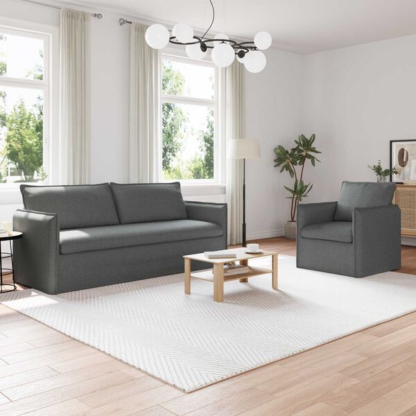 vidaXL Soffa 2 pcs M&ouml;rkgr&aring; 196 x 82 x 85 cm tyg