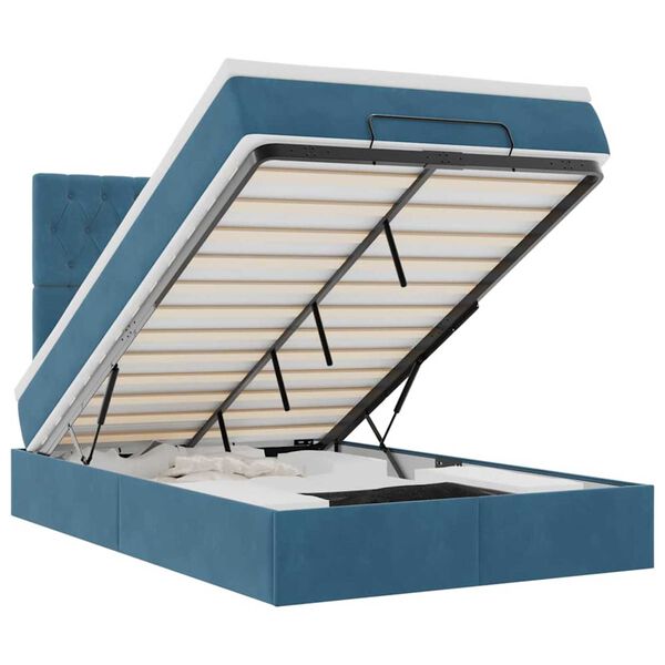 vidaXL Ottoman s&auml;ngram med madrasser m&ouml;rkbl&aring; 120x200 cm sammet