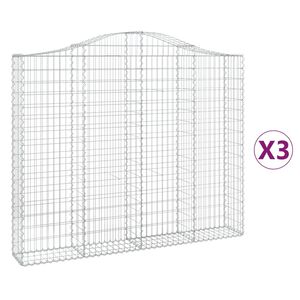 vidaXL Gabion b&aring;gformad 3 st 200x30x160/180 cm galvaniserat j&auml;rn