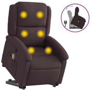 vidaXL Massagef&aring;t&ouml;lj med uppresningshj&auml;lp m&ouml;rkbrun tyg