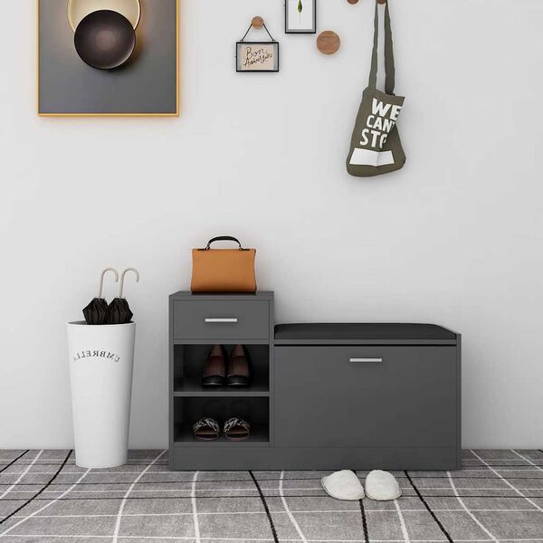 vidaXL Skob&auml;nk gr&aring; 94,5x31x57 cm konstruerat tr&auml;