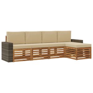 vidaXL Utomhussoffset med kudde 5 pcs Naturlig och Beige