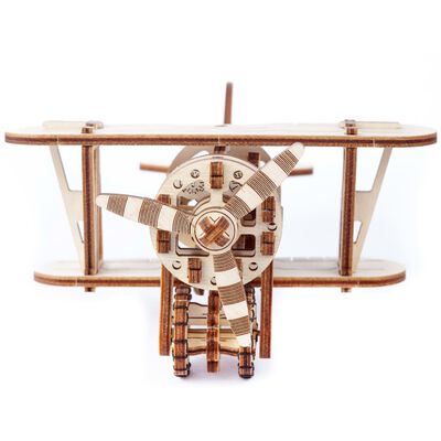 Eco-Wood-Art Byggmodell i trä biplan