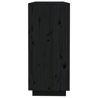 vidaXL Skänk svart 110,5x35x80 cm massiv furu