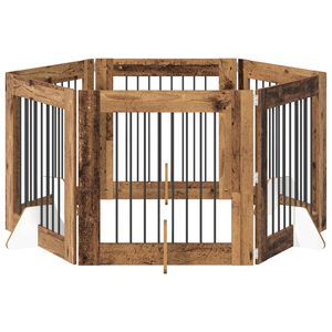 vidaXL Hundgrind med st&auml;llningar 6 pcs Gammalt tr&auml; 80 x 80 cm