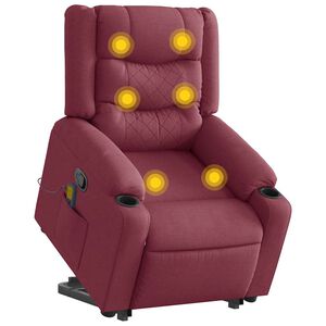 vidaXL Massagef&aring;t&ouml;lj med uppresningshj&auml;lp vinr&ouml;d tyg