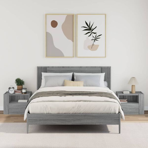 vidaXL V&auml;ggmonterade s&auml;ngbord 2 st gr&aring; sonoma 45x30x35 cm