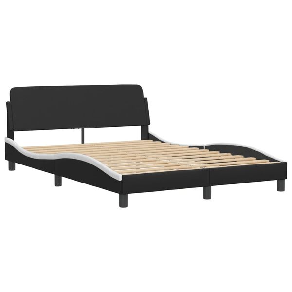 vidaXL Bed "Viana" with Mattress Black and White 140x200 cm Faux Leather