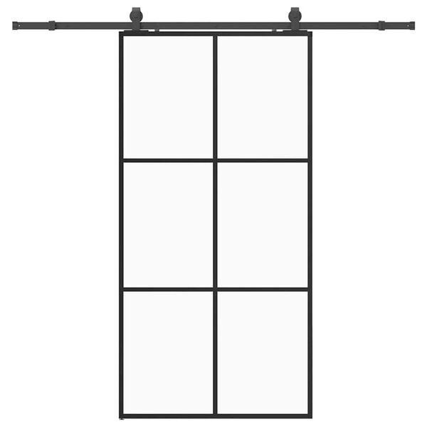 vidaXL Skjutdörr med beslag svart 102x205 cm ESG-glas