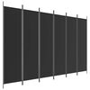 vidaXL Rumsavdelare 6 paneler svart 300x200 cm tyg