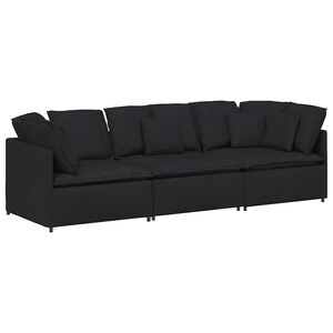 vidaXL Modulsoffa med dynor i tyg svart