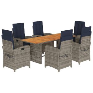 vidaXL Matgrupp f&ouml;r tr&auml;dg&aring;rden med dynor 7 delar beige konstrotting