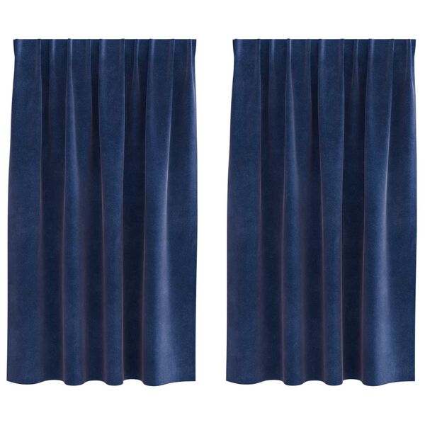 vidaXL M&ouml;rkl&auml;ggningsgardiner 2 pcs M&ouml;rkbl&aring; 140 x 175 cm Sammet