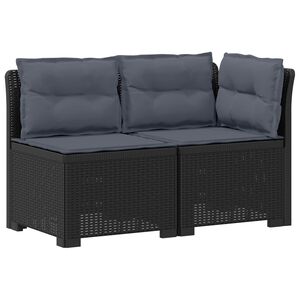 vidaXL 2-sits tr&auml;dg&aring;rdsoffa med kuddar i rottlook 2-sits PP Antracit