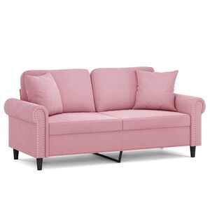 vidaXL 2-sitssoffa med prydnadskuddar rosa 140 cm sammet