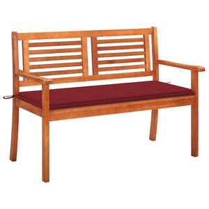 vidaXL Tr&auml;dg&aring;rdsb&auml;nk 2-sits med dyna 120 cm massivt eukalyptustr&auml;