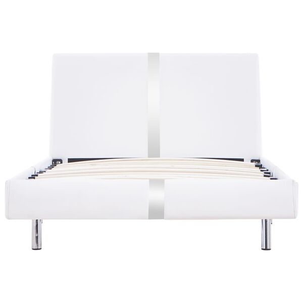 vidaXL S&auml;ngram utan madrass vit konstl&auml;der 90x200 cm