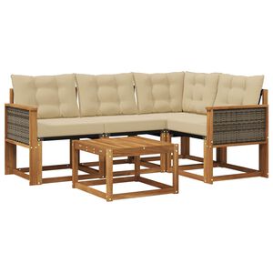 vidaXL Utomhussoffset med kudde 5 pcs Naturlig och Beige