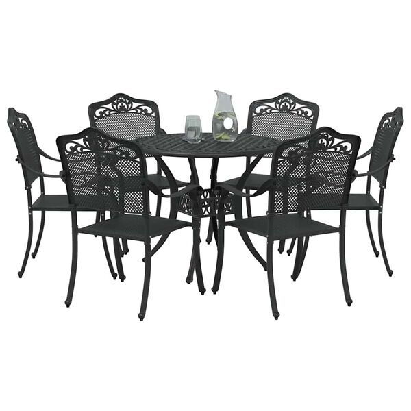 vidaXL Tr&auml;dg&aring;rdsm&ouml;belset 7 pcs Svart 90 x 90 x 75 cm Gjutet Aluminium