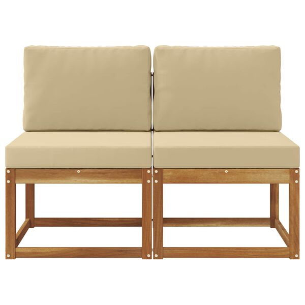 vidaXL 2 Stycke Utomhus Mellansoffa Massivt Akaciatr&auml; Naturf&auml;rg