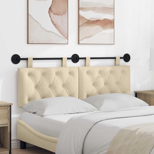 vidaXL H&auml;ngande Huvudgavel V&auml;ggmonterad Kr&auml;m 130 x 55 x 7 cm tyg