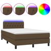vidaXL Rams&auml;ng med madrass & LED m&ouml;rkbrun 120x190 cm tyg