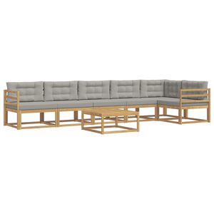 vidaXL Utomhussoffset 7 pcs Vit och ljusgr&aring; 79 x 79 x 37 cm Polyester