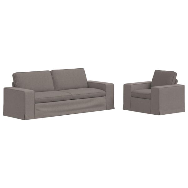 vidaXL Soffa 2 pcs Taupe 182 x 80 x 82 cm tyg