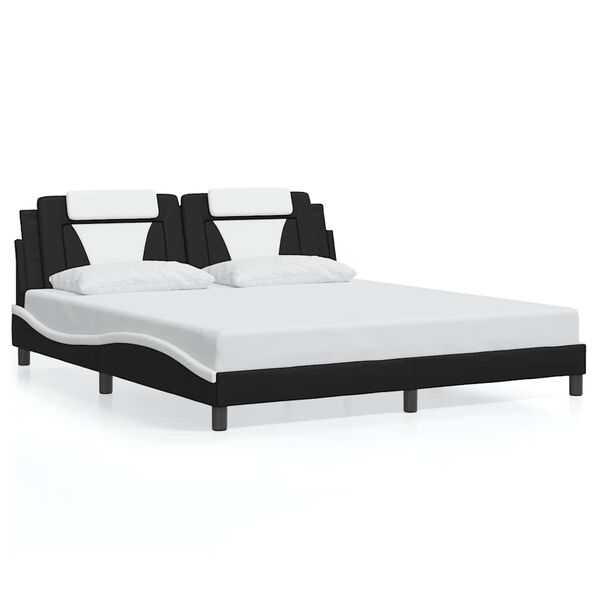vidaXL Bed Frame "Viana" without Mattress Black and White 180x200 cm Faux Leather