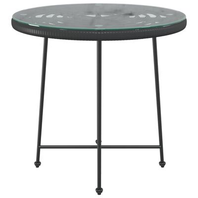vidaXL Matbord svart Ø80 cm härdat glas och stål