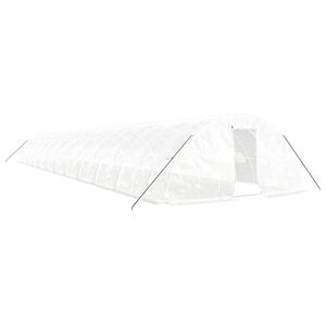 vidaXL V&auml;xthus med st&aring;lram vit 120 m&sup2; 24x5x2,3 m