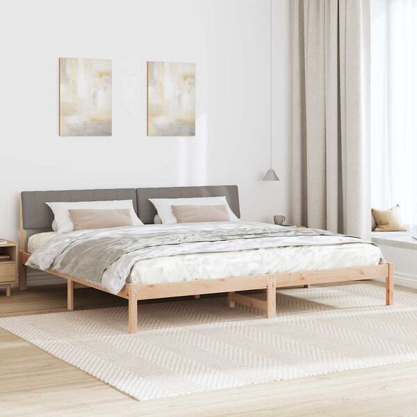 vidaXL S&auml;ngram med huvudgavel Brun och taupe 160 x 200 cm Massiv furu