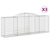 vidaXL Gabioner b&aring;gformade 3 st 300x50x100/120 cm galvaniserat j&auml;rn